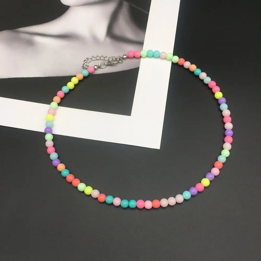 

OMY colorful beads necklace choker of women trendy stand necklace for women girls plastic beads choker for party birthday gift