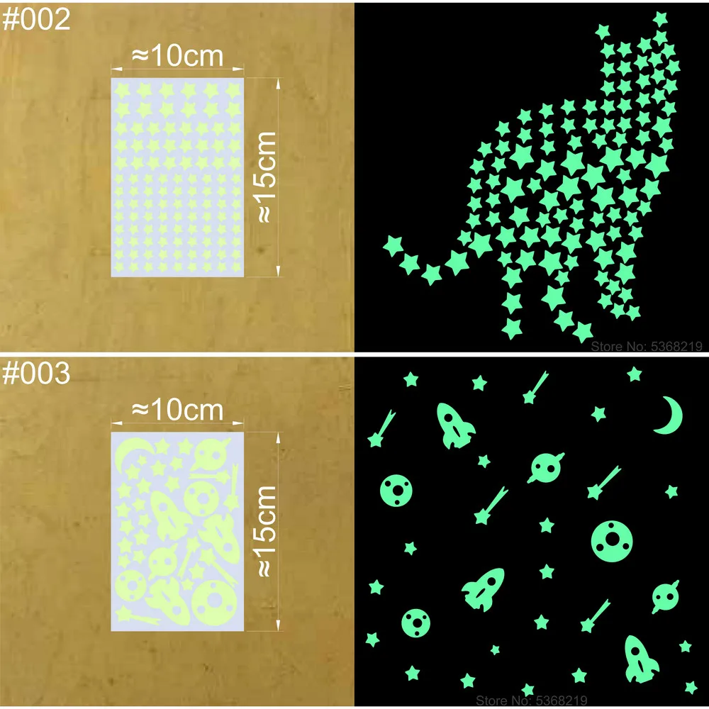 Description Picture 4 of itemGlow in the Dark Stars Luminous Moon Wall Sticker Kids Room Ceiling Children Bedroom Home Decor Glowing Stickers DIY Round Decal