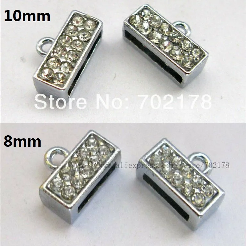 

10pcs silver color zinc alloy End clasp Connector 8mm and 10mm slide Charms DIY Accessories Fit Pet Collar wristband keychain