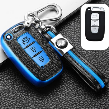 

Suitable for Hyundai Ix35 ELANTRA SONATA TPU Material Smart 3 Button Car Key Protective Cover Fashion Metal Keychain