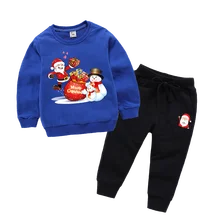 Рождественская одежда, Рождественский Комплект для мальчиков и девочек, Длинные пуловеры, спортивные штаны на весну-осень, худи для мальчиков 2, 3, 4, 5, 6, 7, 8 лет