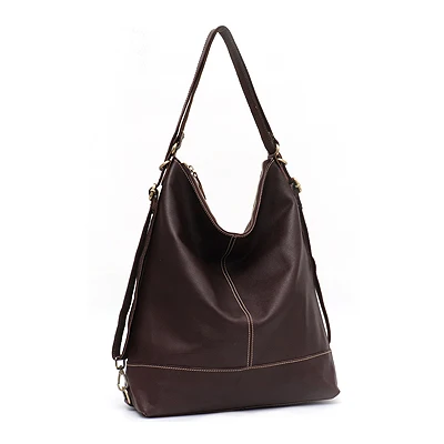 SC женский кожаный рюкзак, Дамская мода, Большая вместительная сумка на плечо, высокое качество, натуральная кожа, Женский Большой Школьный ранец - Цвет: COFFEE