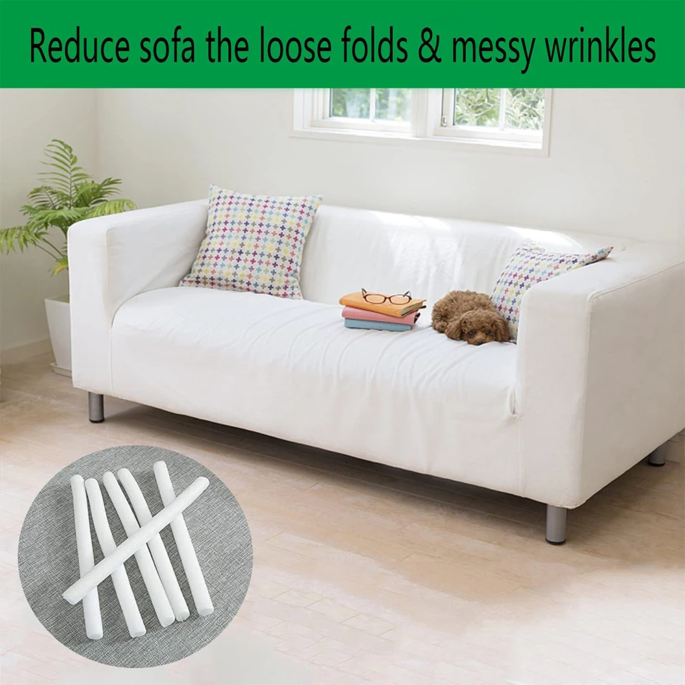 2.5m/5m Stretch Sofa Slipcover Foam Strip, Non Slip Foam Grips for Couch Slipcovers, Anti-Slip Foam Strip Gap Filler Foam Stick 6