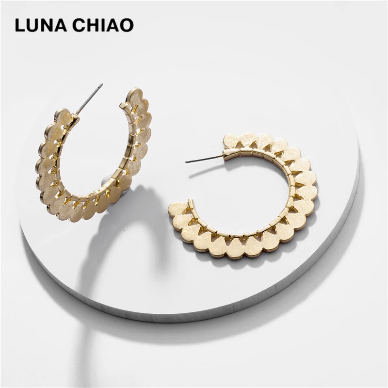 Женские серьги-кольца LUNA CHIAO модные ювелирные изделия из золота и серебра |