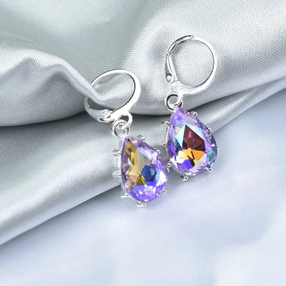 【STONEHENgE】Silver Material Water Drop Earrings SC0966 Blue Crystal Water Drop Silver Earring | Blue Waterdrop