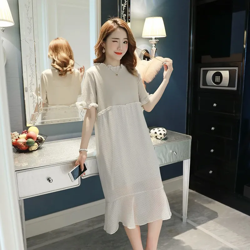 

Fashion 2019 New Style Pregnancy Tops Mid-length Loose And Plus-sized Maternity Dress Long Skirts Joint A- line Skirt
