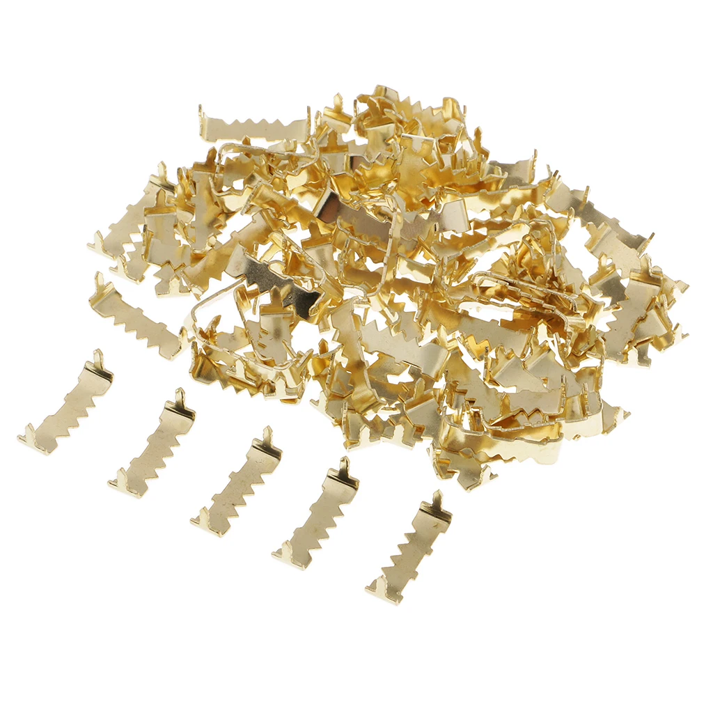 100 штук Офис Настенная картина фоторамка пилообразный петли подвесные крепеж золотого цвета 25x10 мм