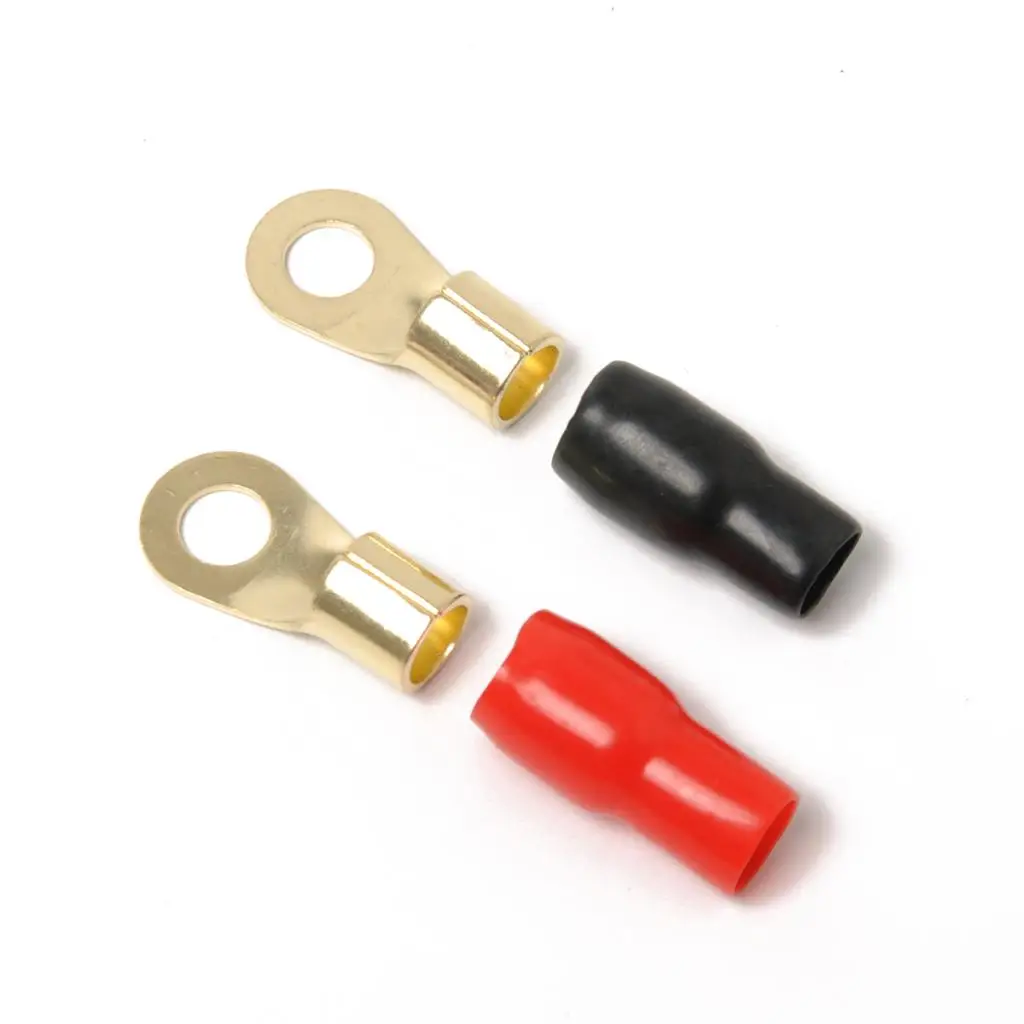 5 Pairs 4 AWG Car Audio Ring Terminal Wiring Connector Gold-plated Durable