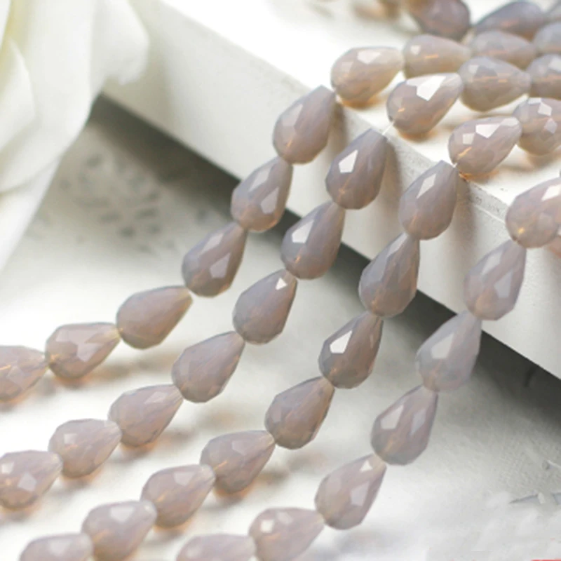 

8*11mm 10pcs Grey Color Crystal Loose Beads Teardrop Shape Tassel Earring Bracelet Sewing Faceted Necklace Jewelry Accessories