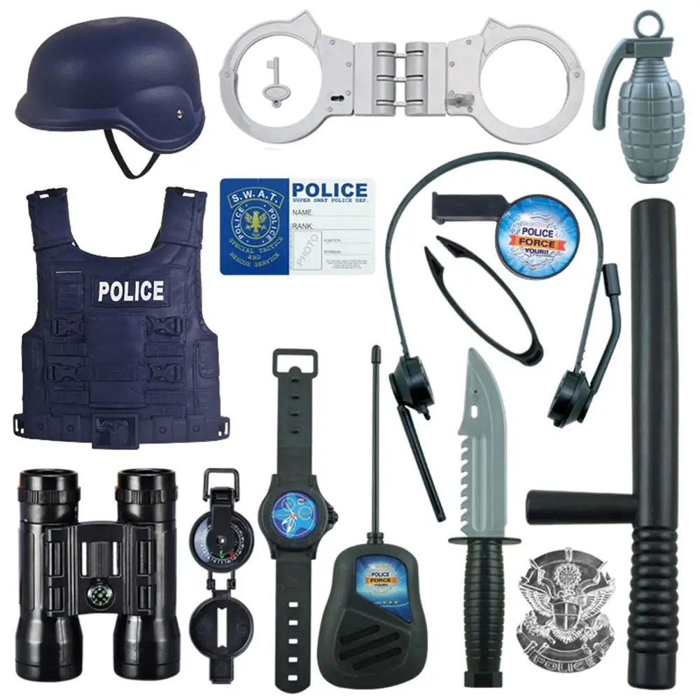 

Pretend Play Police Toys Set for Kids Children Simulation Policeman Role Play Kits toy for Boys Playing Set