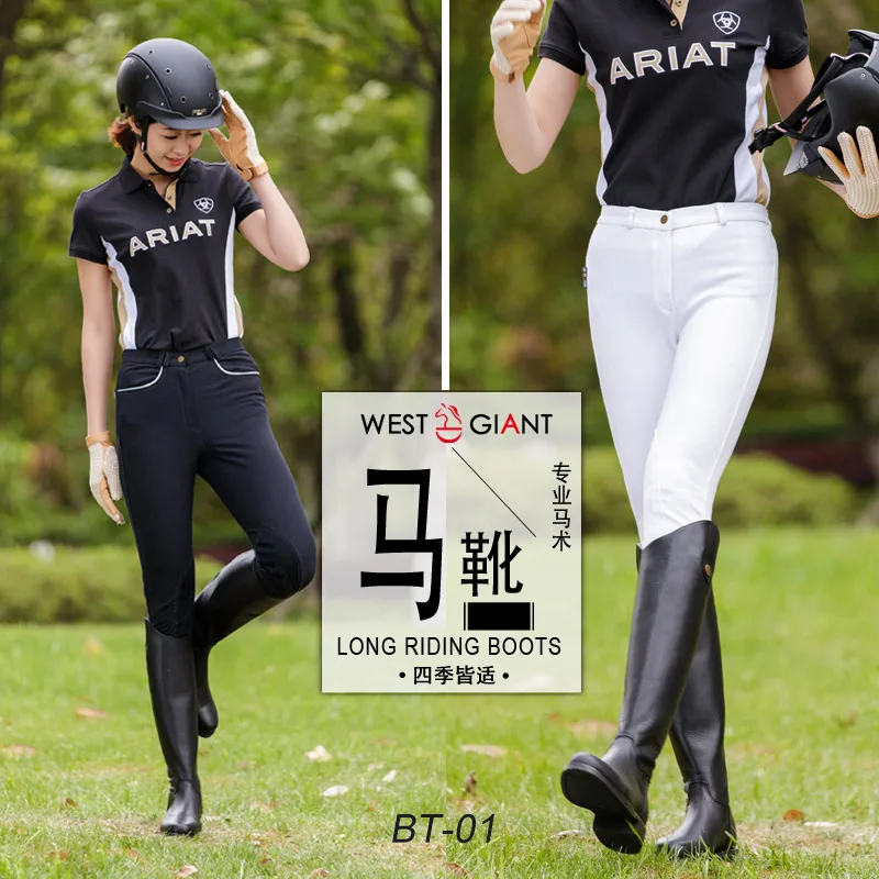 Professional Long Tube Equestrian Riding Boots Top Layer Cowhide Riding Boots Training For Teeniger And Adult