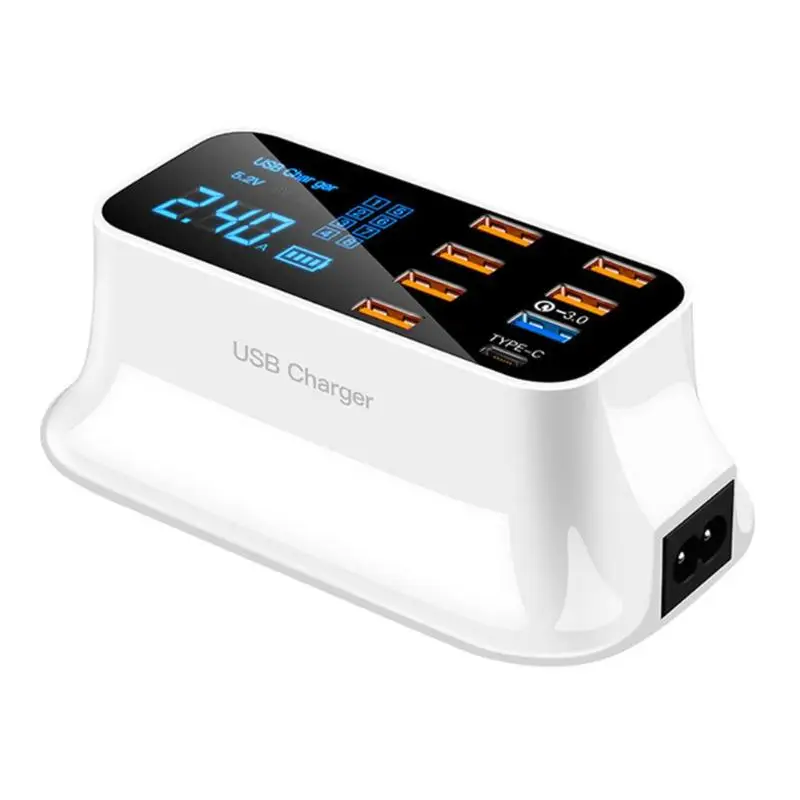 8 портов Быстрая зарядка подставка для Macbook iPhone samsung светодиодный дисплей портативное зарядное устройство с USB для Android iPhone Tablet EU US Plug