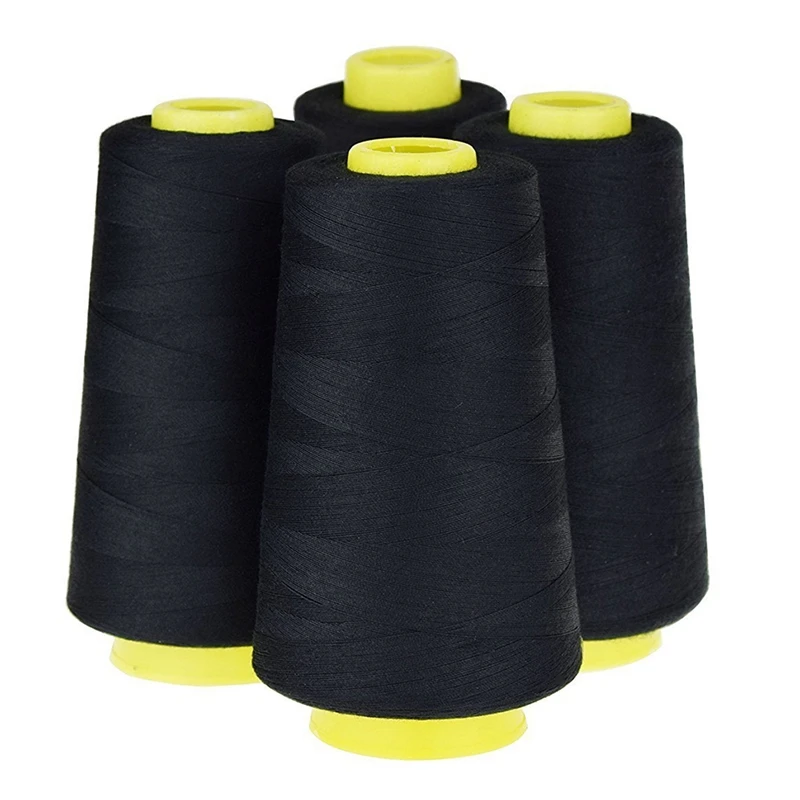 4 Cones(3000 yards each) Sewing Threads Polyester Threads Spool of Threads(402#) for Sewing Machine and Hand - Цвет: Black