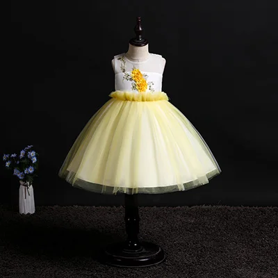 yellow Детская одежда; платье с цветочным рисунком для девочек; лето г.; одежда для маленьких девочек; платье принцессы; вечерние платья для маленьких девочек; От 1 до 13 лет - Цвет: yellow