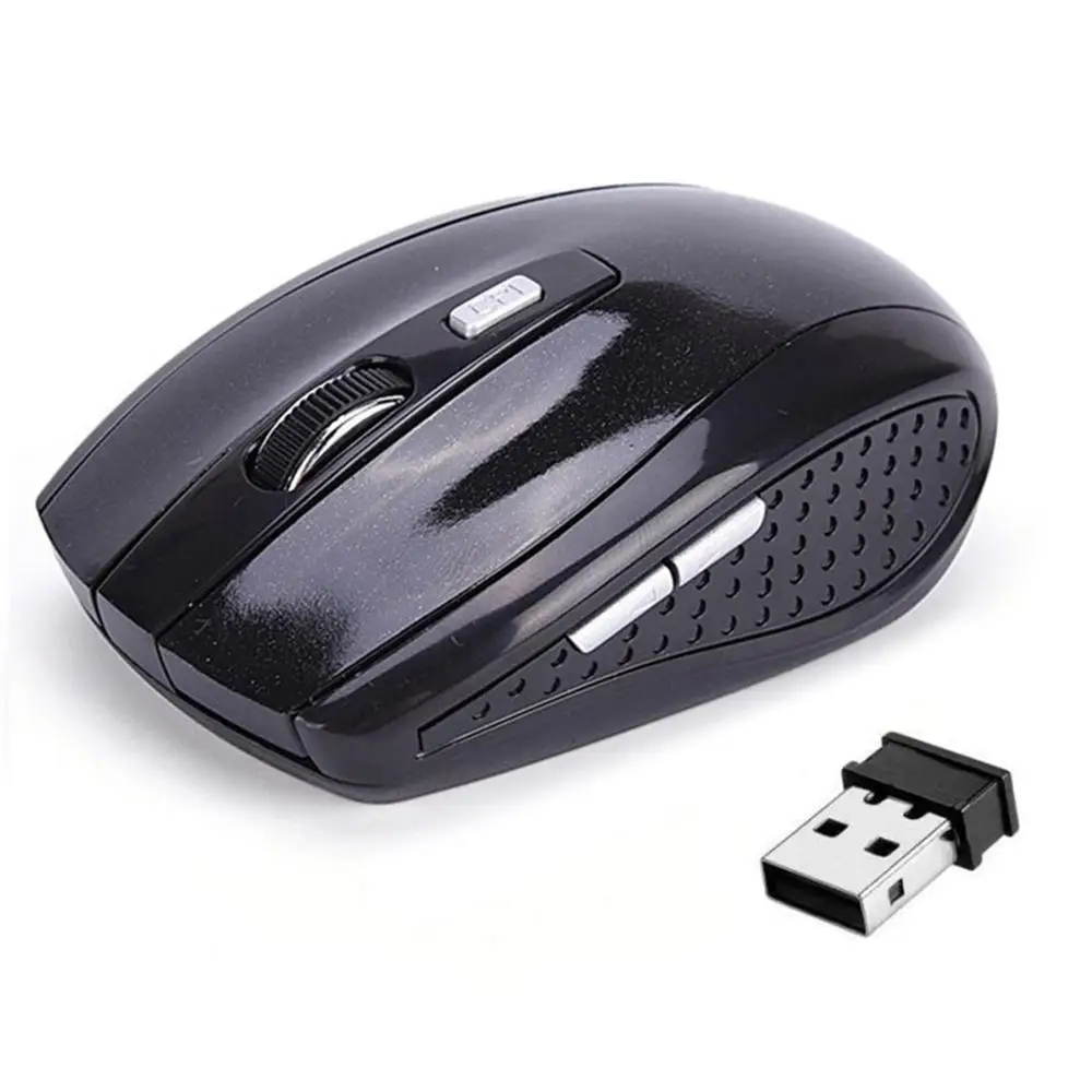 Беспроводная мышь 2,4 ГГц, игровая оптическая мышь для ноутбука, мыши с usb-приемником, 6 кнопок, 4 регулируемых уровня dpi, игровая компьютерная мышь - Цвет: Черный
