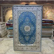 YILONG 3'x5' Тебриз Персидский Шелковый ковер античный синий Винтаж восточные ковры(HF240B