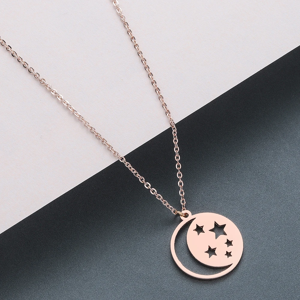 Chandler Moon Phase Necklace Galaxy Chocker Necklaces For Women Black Enamel Vintage Rouind Pendant Moon Crecent Charm Chokers