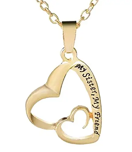 Heart necklace Best Friends girlfriends My Sister Friend Christmas Gold |