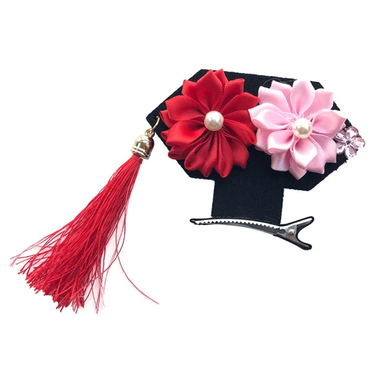 Chinese TV Qing Dynasty Hair Accessories Kids Barrette Pearl Princess Hair Clips Girls Mini Tassel Flower Hairpins