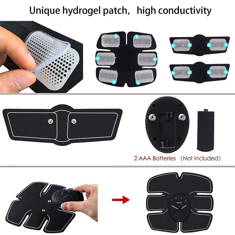 EMS Abdominal Muscle Stimulator Hip Trainer Electroestimulador Muscular Arm Body Slimming Weight Loss Fitness Massager Unisex