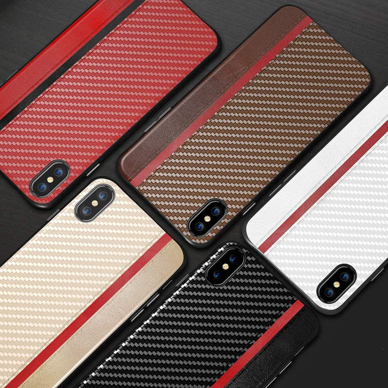 Slim Ultra-thin Case For iPhone X XS Max XR 7 8 6 6S Plus Carbon Fiber Luxury Business Cover iPhoneX iPhone7 iPhone6 iPhone11 On |