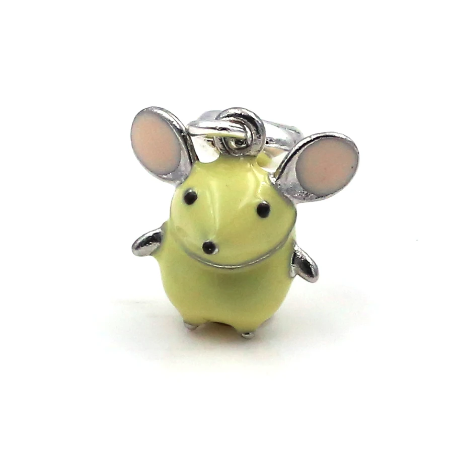 Animal jewelry 2pcs enamel mouse pendant big ears mouse zodiac rat charms for women