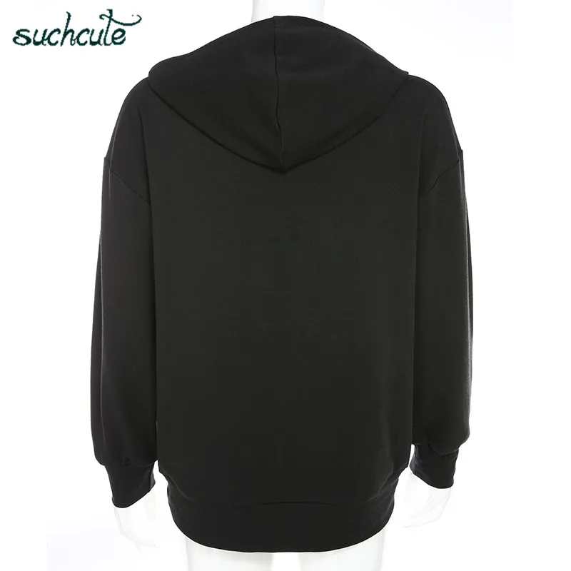 SUCHCUTE Metal Chian женские толстовки Kpop Black Modis Longslive уличная одежда осень готический плюс корейский стиль худи для женщин