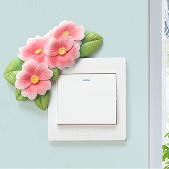 

Roogo Wall Stickers 3D Flower Removable Switch Stickers For Home Wall Decoration American Countryside Creative Home Decor