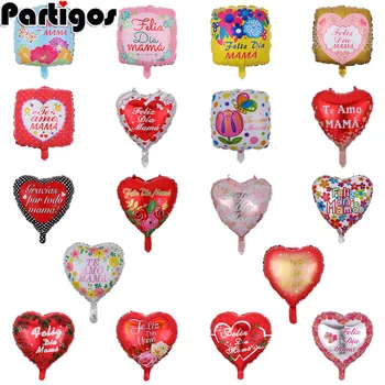 

10pcs 18inch Printed Spanish mother Foil Balloons Mother's Day Heart Shape Love Globos Decor Mama Balloon Gifts Balloons