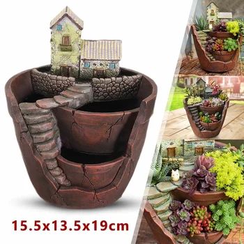 

Resin Flower Pot Succulents Plants Creatives Planter for Small Bonsai Micro Landscape Desktop Home Garden Decoration