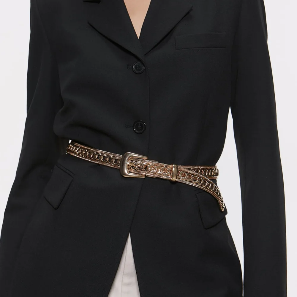Gold chains Belts Luxury Designer metal Buckle belt women girls retro vintage leather belt for jeans sweater dress new