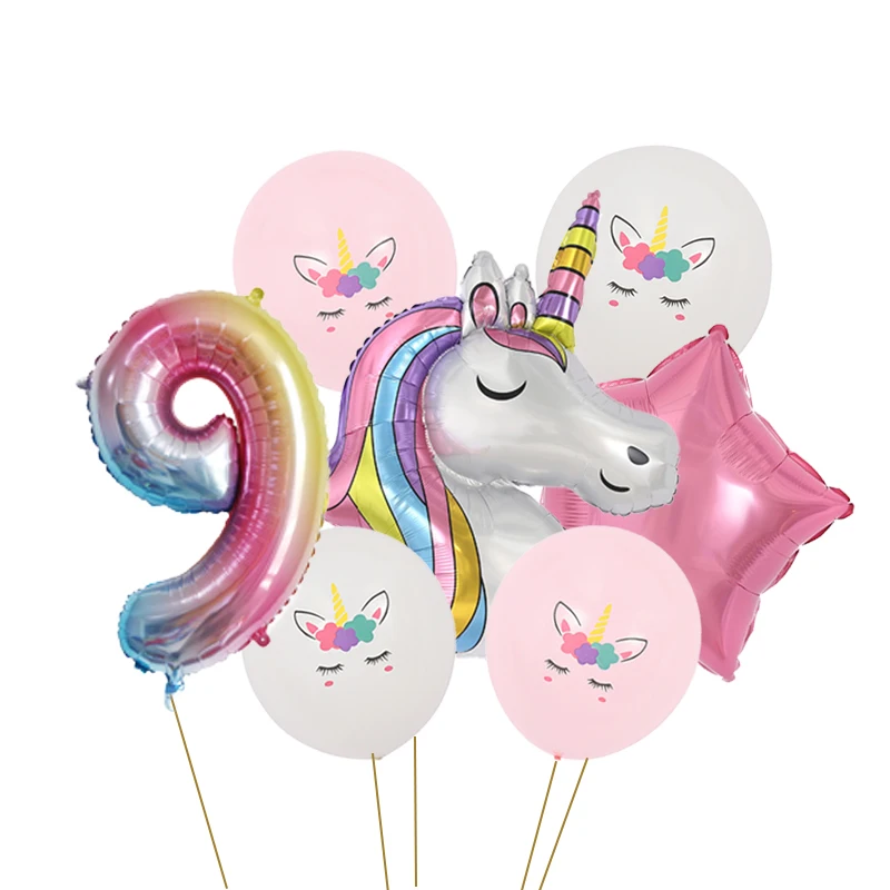 5 Palloncini Autoportanti A Forma Di Unicorno 3D – Arcobaleno E Stelle In Lamina – Decorazioni Per Festa Di Compleanno A Tema Unicorno