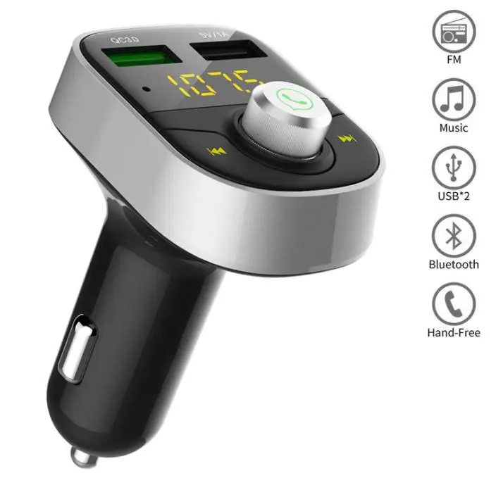 10 шт. QC3.0 Bluetooth fm-передатчик быстрое зарядное устройство 3,0 Автомобильный MP3 аудио музыкальный плеер двойной USB Радио автомобильный комплект