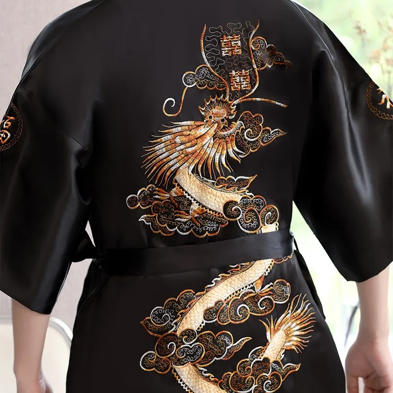 mens cotton pajama sets Chinese Style Men Embroidery Dragon Robe Traditional Kimono Bathrobe Gown Male Sleepwear Loose Nightwear Intimate Lingerie pajama pants men's