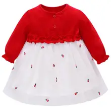 Famuka/весенне-осеннее кружевное платье принцессы для маленьких девочек детское праздничное платье с длинными рукавами из сетчатой ткани милое пышное свадебное платье