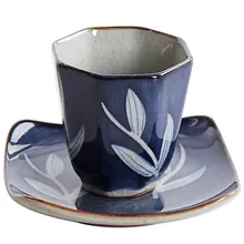 Чайная чашка с тарелкой, белая фарфоровая восьмиугольная чашка, послеобеденный чай, керамическая чашка и блюдце для питья