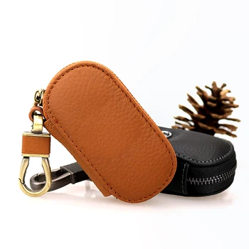 

KUKAKEY New Designer Leather Key Wallet Men Women Car Key Case Cover For Mazda CX5 3 6 Key Housekeeper Mini Bag Zipper Key Cover