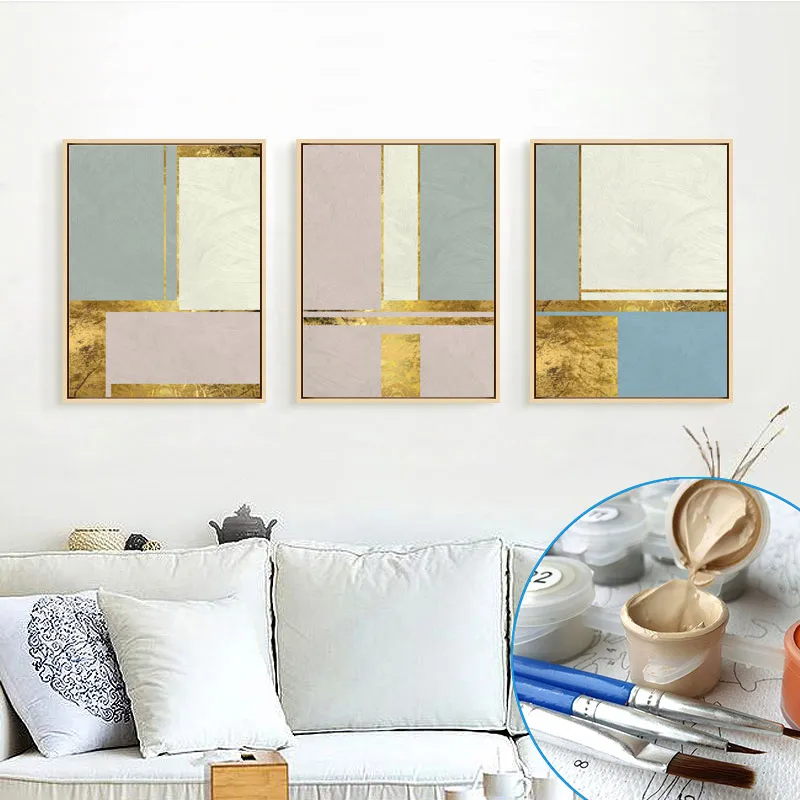 

Modern oil painting abstract painting by numbers Decompression hand drawing canvas Jinpo geometry no frame Relaxing hand painti
