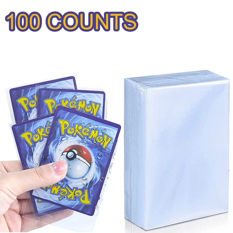 100PCS Pokemon Card Sleeve Transparent Protector Game Cards VMAX Yugioh Magic Board Protective Film Sealing Kids Toys |