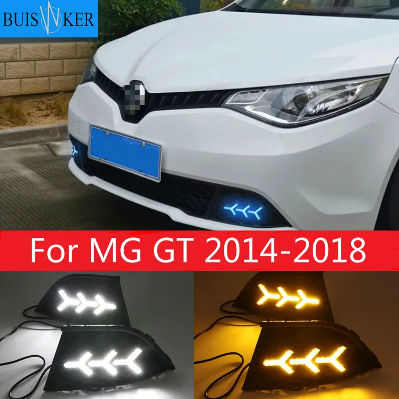 

СВЕТОДИОДНЫЙ DRL Противотуманные Фары Светильник для MG GT 2014-2018 монитор измеряет динамическое перемещение желтый сигнал поворота и синий ночной Светильник