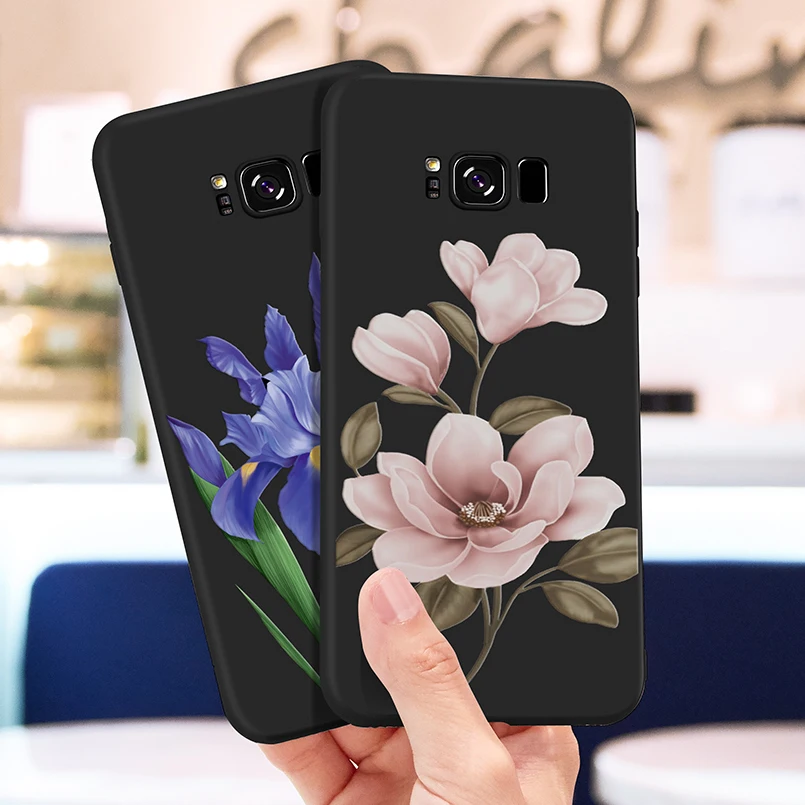 Flower Case For Samsung Galaxy S8 Cover Silicone Original 3D Relief Bumper A6 A7 A8 A30 A50 S9 S10 Plus Note 8 9 |