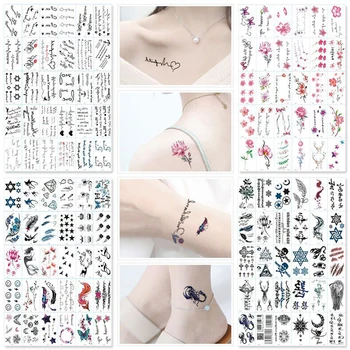 

30Pcs/Set No Repeat Temporary Tattoo Stickers Black Triangle Tattoos Body Arm Clavicle Waterproof Fake Tattoo Body Sticker