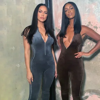 

Autumn Winter Women Bodysuit Sexy Polyester Straight Patchwork Sleeveless Special Offer Direct Selling Women Body Jumpsuit