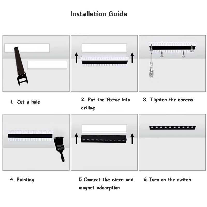 DALI Dimmable 5 Вт 10 20 без мерцания безграничный антибликовый черный экран Магнитный