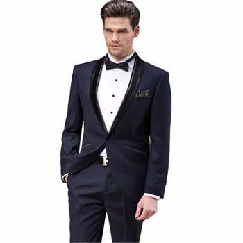 

New Men’s Suit Smolking Noivo Terno Slim Fit Easculino Evening Suits For Men Black color three-piece suit(jacket+pants) tuxedo g