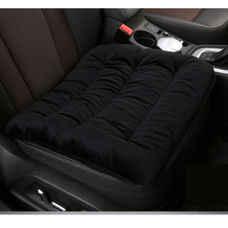 Warm Car Seat Cover Universal Winter Plush Cushion Faux Fur Material For Car Seat Protector Mat Car Interior Accessories - Название цвета: Black Cushion