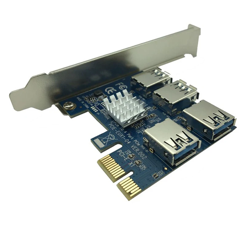 PCI-E to Adapter 1 Turn 4 PCI-Express Slot 1x 16x USB 3.0 Mining Special Riser Card PCIe Converter for BTC Miner | Компьютеры и офис
