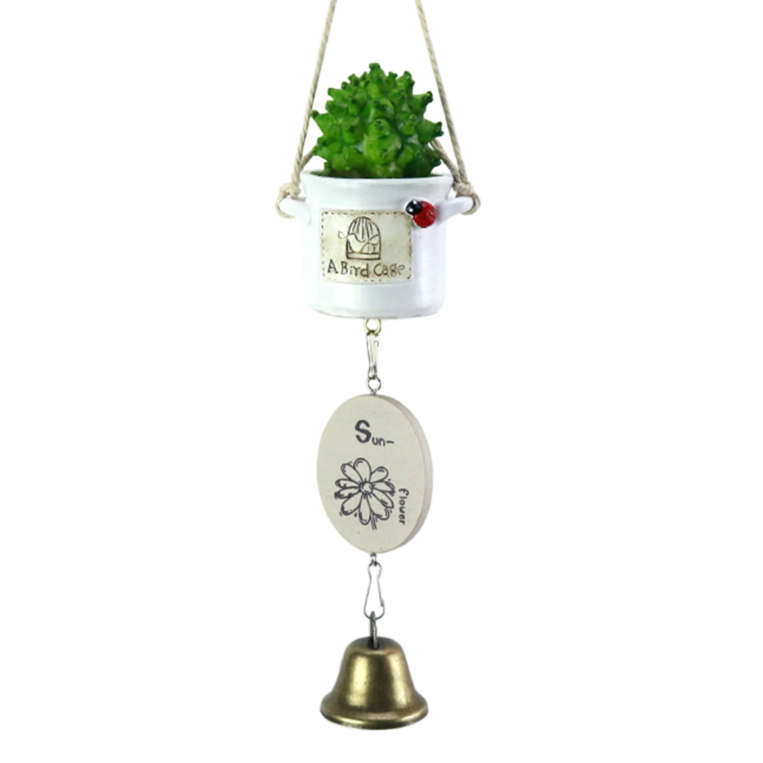 

Simulation Country Style Potted Plant Wind Chimes Creative Hanging Style Bells For Window Decor - White