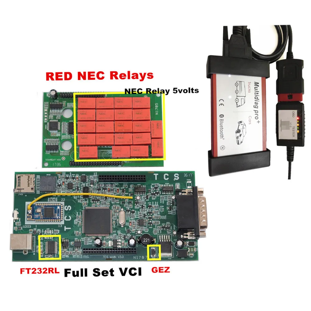 Новинка реле Multidiag TCS Pro NEC 5 В плата V3.0 2017 1/2016 00 Bluetooth OBD OBDII диагностический