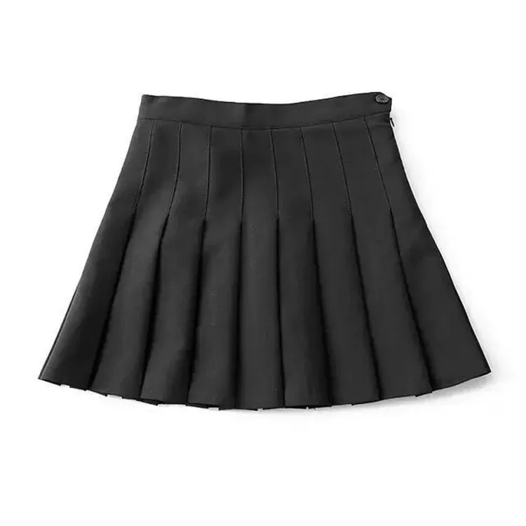 

Europe And America Summer Pleated Skirt High-waisted Tennis Skirt College Style xia qiao Leather Short Skirt Pants A- line Skirt
